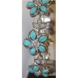Stylish Sapphire and Turquoise Bracelet