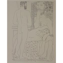 Sculptor seated and statue of man lithograph -  Picasso