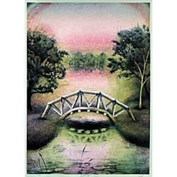 Pencil Signed Serigraph, Entitled: "Foot Bridge"
