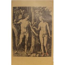 Museum Lithograph "Adam and Eve (The Fall of Man)" after Albrecht Durer