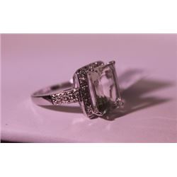 Exquisite Sterling Silver Ring with Lab Aquamarine