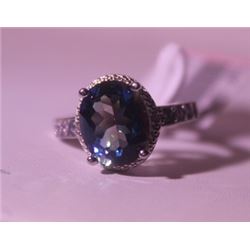 Exquisite Sterling Silver Ring with Lab Alexandrite