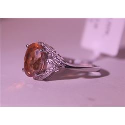 Exquisite Sterling Silver Ring with Lab Orange Sapphire