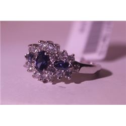 Exquisite Sterling Silver Ring with Lab White Sapphire