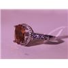 Image 2 : Exquisite Sterling Silver Ring with Lab Orange Sapphire and Diamonds