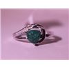 Image 1 : Exquisite Sterling Silver Ring with Triangle Cut Genuine Columbian Emerald and Diamonds