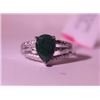 Image 1 : Exquisite Sterling Silver Ring with Genuine Columbian Emerald