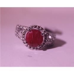 Exquisite Sterling Silver Ring with Pigeon Blood Ruby
