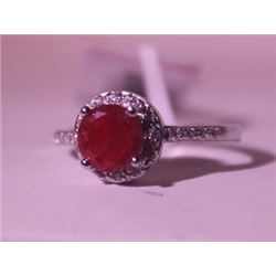 Exquisite Sterling Silver Ring with Pigeon Blood Ruby