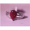 Image 1 : Exquisite Sterling Silver Ring with Pear Cut Pigeon Blood Ruby