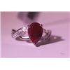 Image 2 : Exquisite Sterling Silver Ring with Pear Cut Pigeon Blood Ruby and Diamonds
