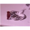Image 3 : Exquisite Sterling Silver Ring with Pear Cut Pigeon Blood Ruby and Diamonds