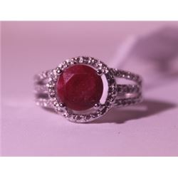 Exquisite Sterling Silver Ring with Pigeon Blood Ruby