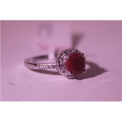 Exquisite Sterling Silver Ring with Pigeon Blood Ruby