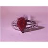 Image 1 : Exquisite Sterling Silver Ring with Pear Cut Pigeon Blood Ruby