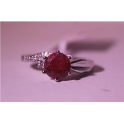 Exquisite Sterling Silver Ring with Pigeon Blood Ruby