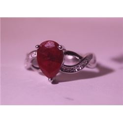 Exquisite Sterling Silver Ring with Pigeon Blood Ruby