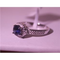 Exquisite Sterling Silver Ring with Lab Blue Sapphire
