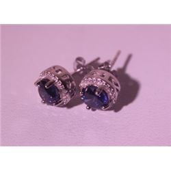 Exquisite Sterling Silver Earrings with Lab Blue Sapphire