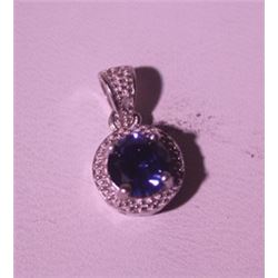 Exquisite Sterling Silver Pendant with Blue Sapphire
