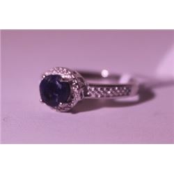 Exquisite Sterling Silver Ring with Blue Sapphire