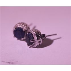 Exquisite Sterling Silver Earrings with Blue Sapphire