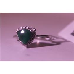 Exquisite Sterling Silver Ring with Genuine Columbian Emerald