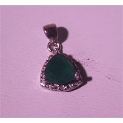 Exquisite Sterling Silver Pendant with Genuine Columbian Emerald