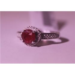 Exquisite Sterling Silver Ring with Pigeon Blood Ruby