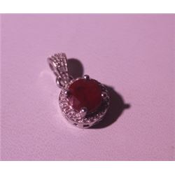 Exquisite Sterling Silver Pendant with Pigeon Blood Ruby