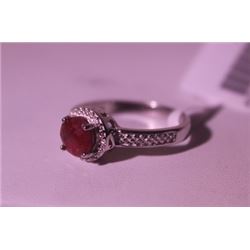 Exquisite Sterling Silver Ring with Pigeon Blood Ruby