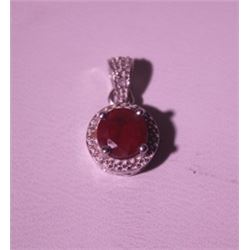 Exquisite Sterling Silver Pendant with Pigeon Blood Ruby