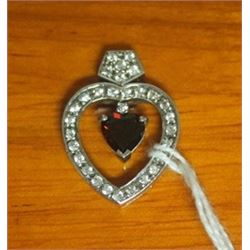 Beautiful Sterling Silver Heart Pendant with Sapphire and Garnet