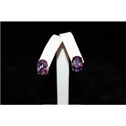 Gorgeous 14kt Rose Gold over Silver Purple Gemstone Stud Earrings (25E)