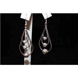 Lady's Fancy Pear Shape & Balls Silver Earrings (31E)