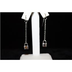 Lady's Fancy Lock Silver Earrings (41E)