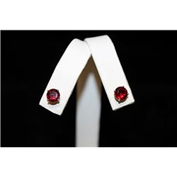 Gorgeous Red Gemstone Silver Stud Earrings (45E)