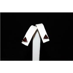 Fine Red Gemstone Silver Stud Earrings (49E)