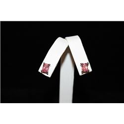 Lady's Fancy Pink Gemstone Silver Stud Earrings (51E)