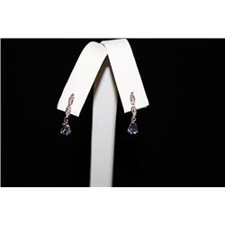 Fine Light Blue Gemstone Silver Earrings (56E)