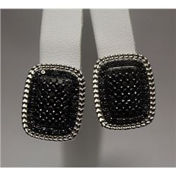 Gorgeous Black Diamonds Silver Earrings (77E)