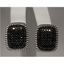 Elegant Black Diamonds Silver Earrings (78E)