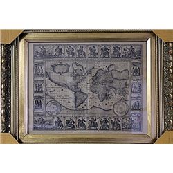 Framed Geographica Map Engraving (28E-EK)