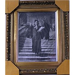Framed Honoré Daumier-The Grand Staircase of the Palace of Justice Engraving (29E-EK)