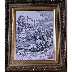 Framed Albrecht Dürer-The Sea Monster Engraving (36E-EK)