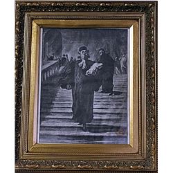 Framed Honoré Daumier-The Grand Staircase of the Palace of Justice Engraving (44E-EK)