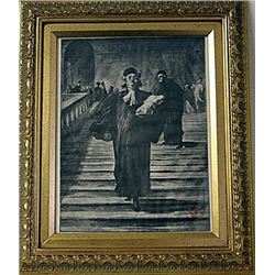 Framed Honoré Daumier-The Grand Staircase of the Palace of Justice Engraving (45E-EK)