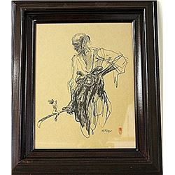 Framed HEINRICH KLEY Drawing (75E-EK)