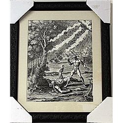 Framed Apollo killing the boxer Phorbas Engraving  (76E-EK)