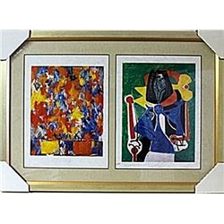 Framed 2-in-1  Jasper Johns and Picasso Lithographs (138E-EK)